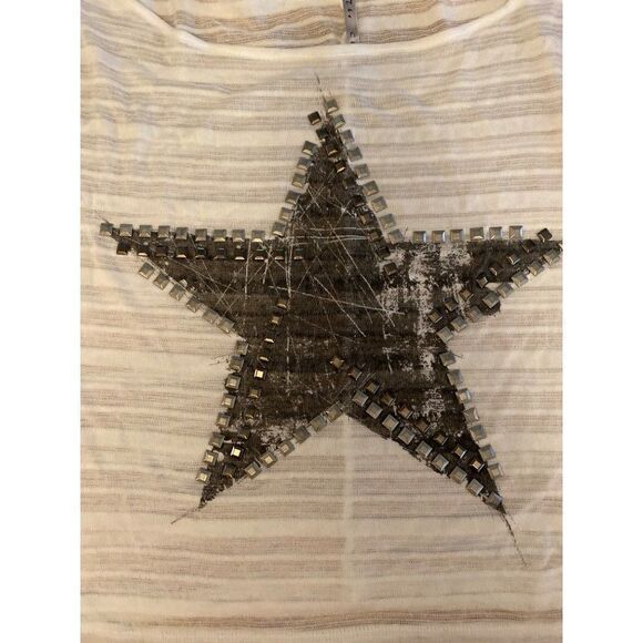 The Classic, women’s white sheer wide sleeve cropped studded outlined star small - Picture 2 of 8